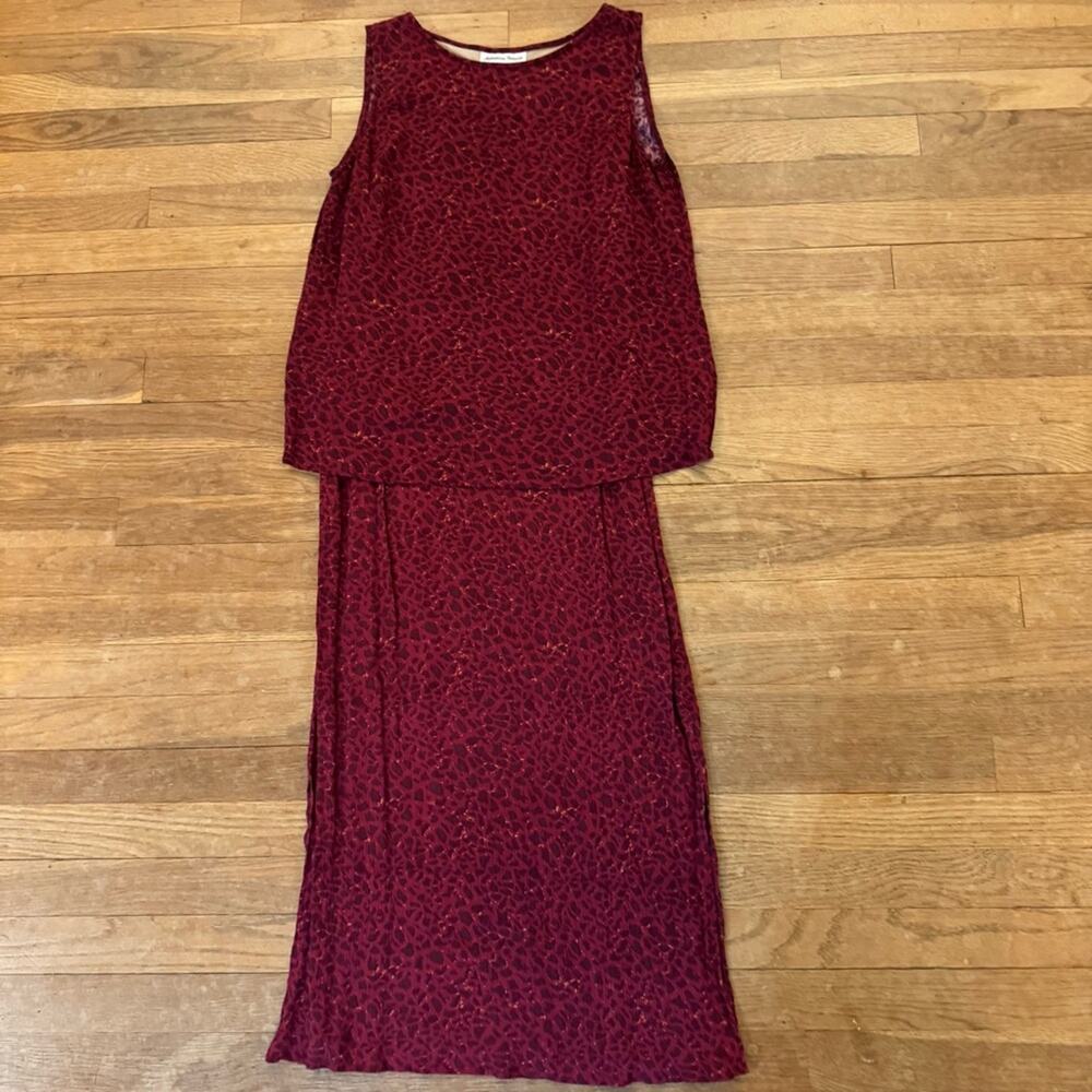 Appropriate Behavior burgundy print sleeveless maxi beach dress size 14
 b37